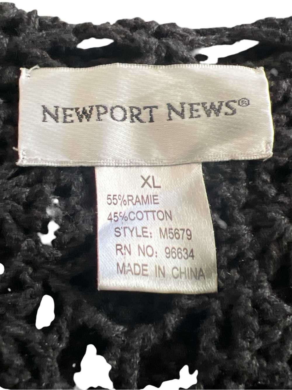 Newport News Black Crochet Duster Cardigan XL Open Knit Long Sleeve Festival - Picture 4 of 5
